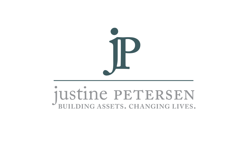 Justine Petersen logo and tagline