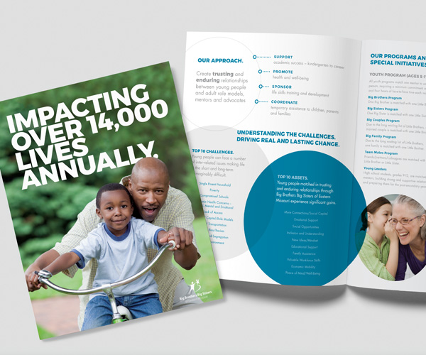 cover and interior of Impacting Over 14,000 Lives Annually brochure for donors