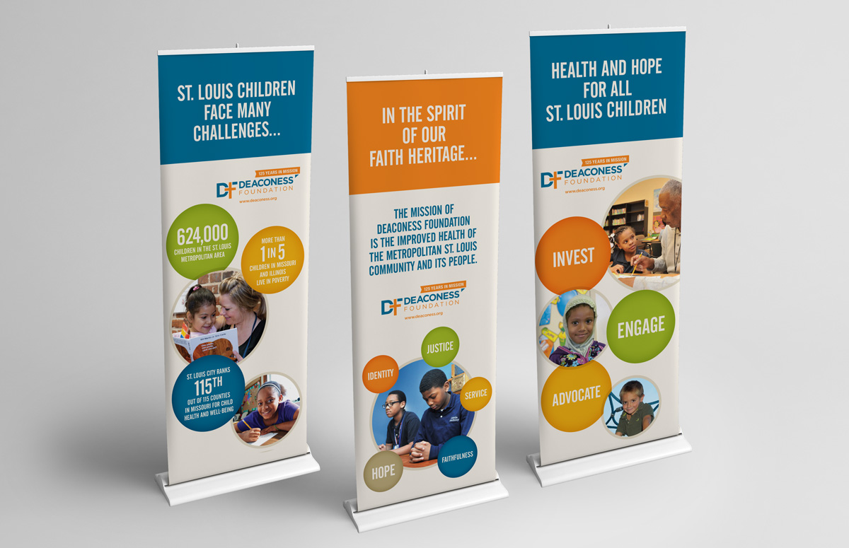 set of 3 Deaconess Foundation stand-up banners for special events