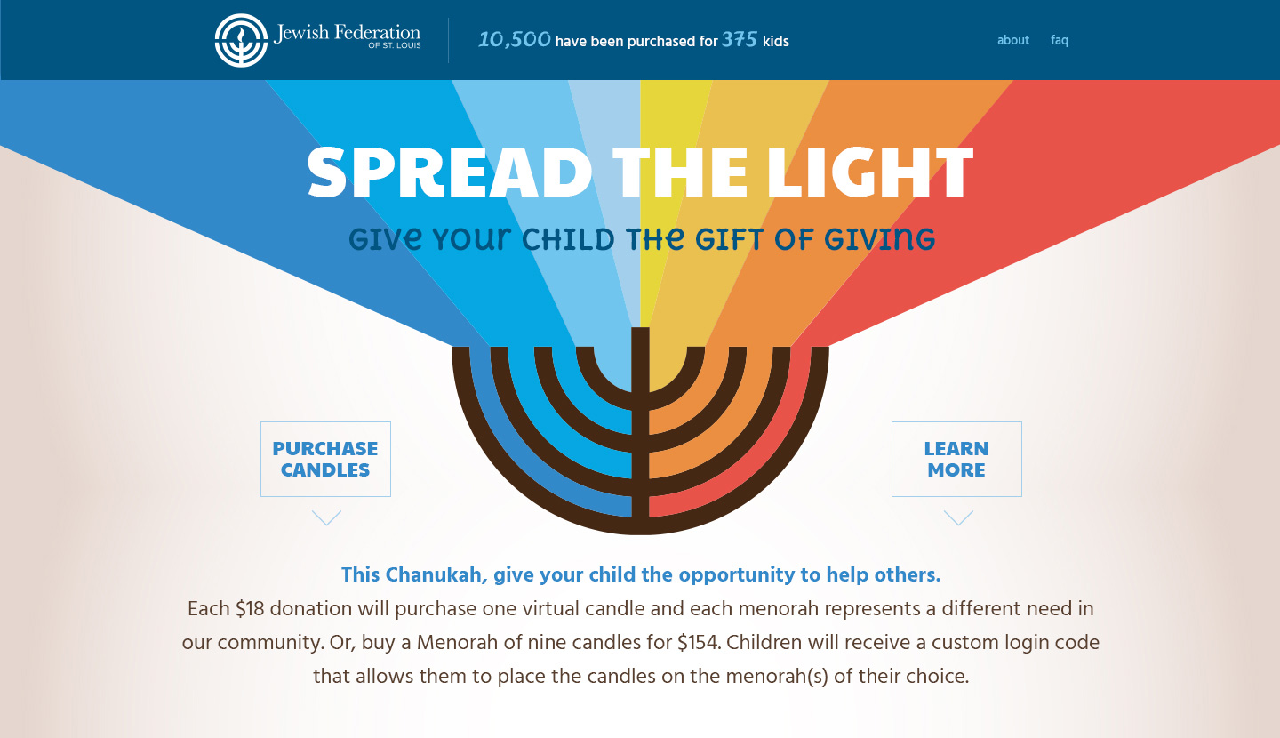 Spread the Light fundraising campaign home page with links to donate