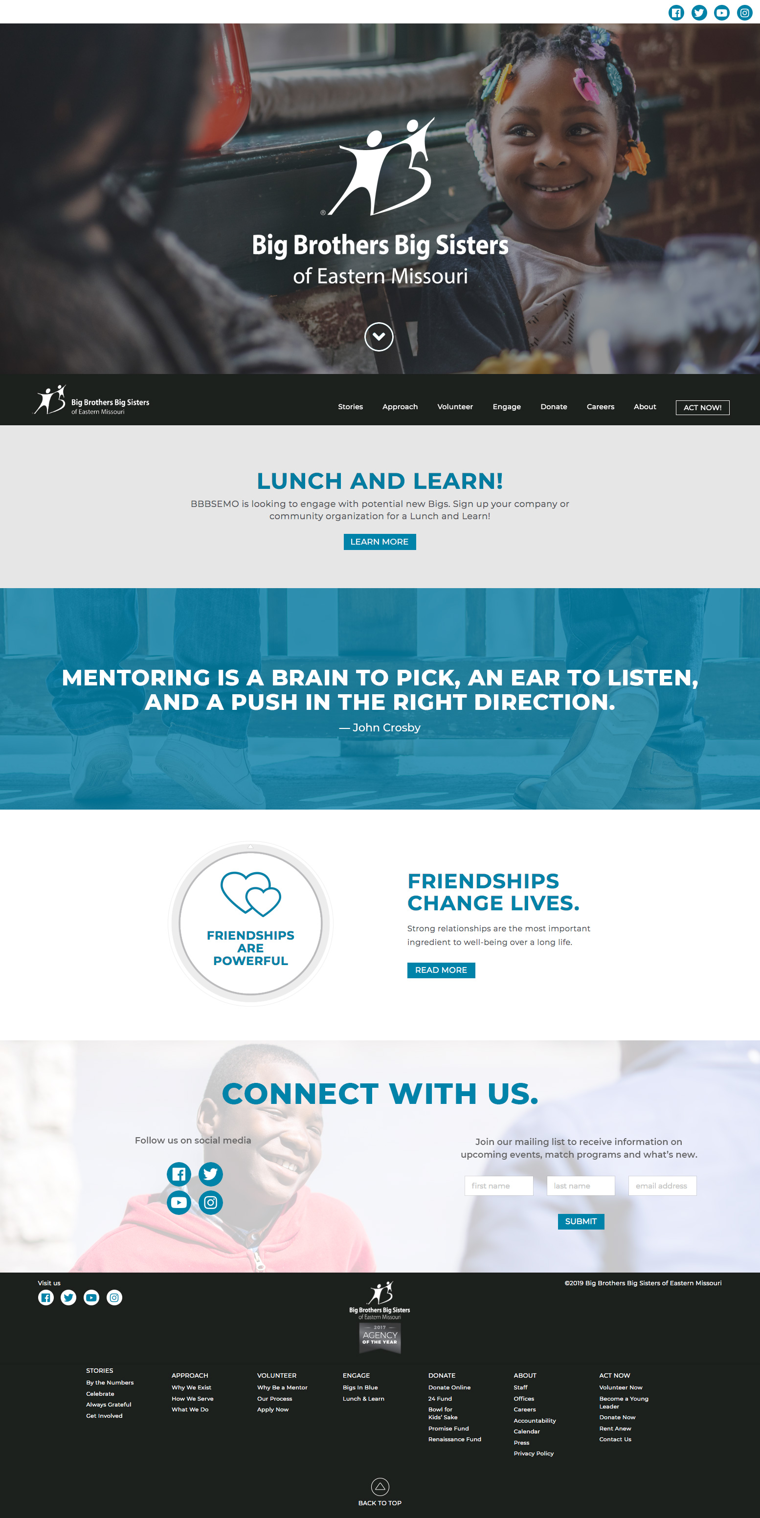 Big Brothers Big Sisters of Eastern Missouri website home page