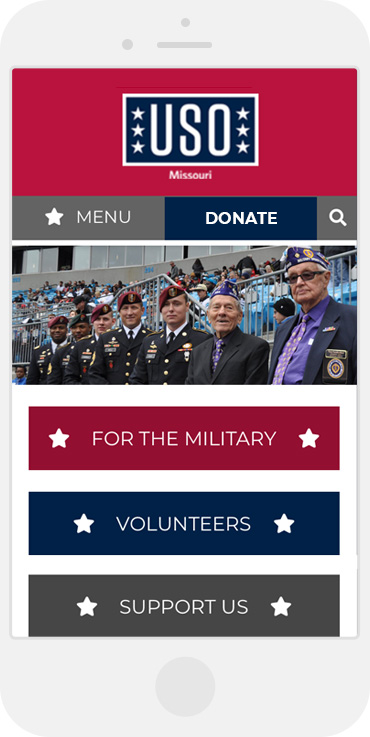 mobile view of the USO of Missouri website