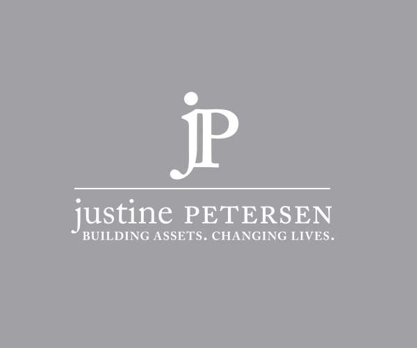 Justine Petersen logo with monogram