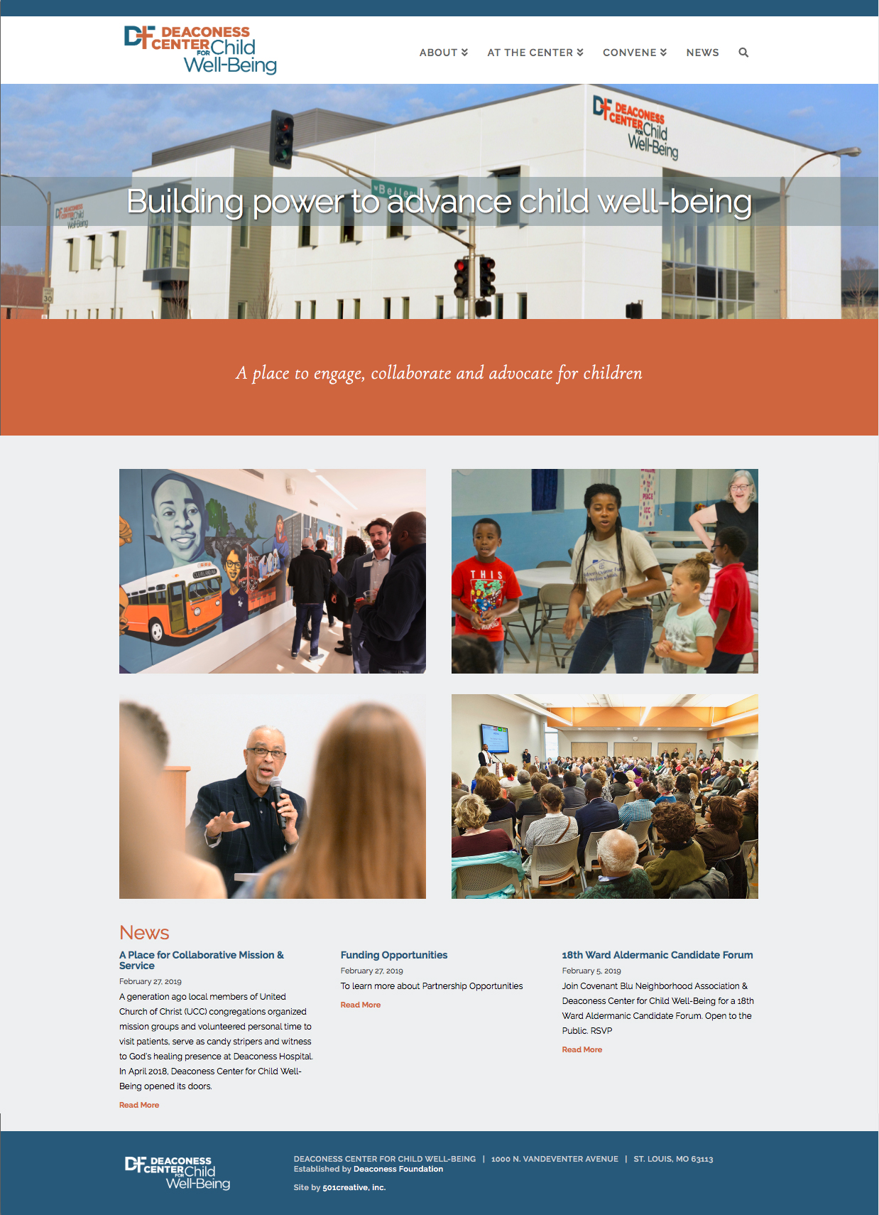 home page of the Deaconess Center for Child Well-Being website