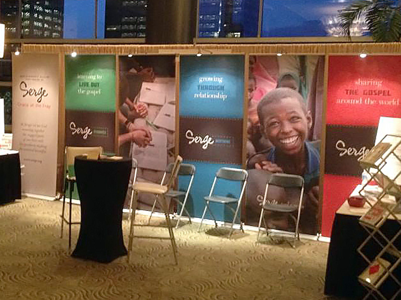 photo of Serge trade show banners in use at a convention