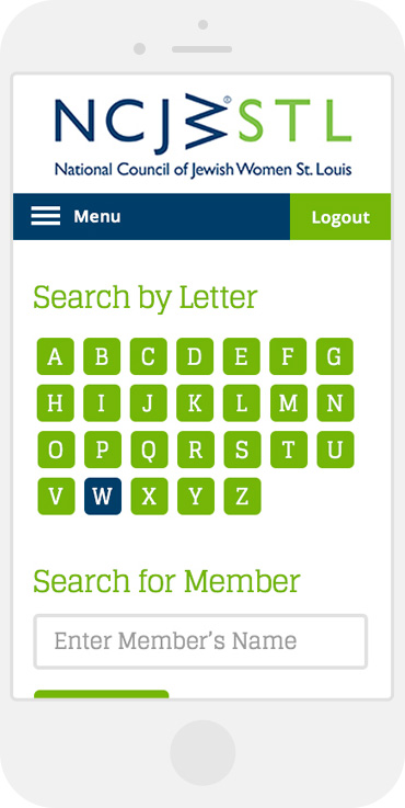 NCJW member directory mobile view