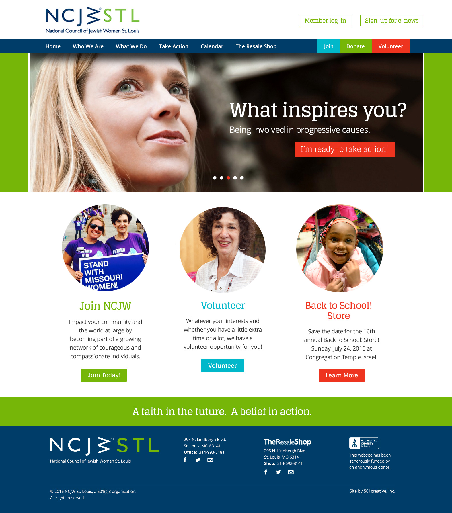 NCJWSTL website home page menu system