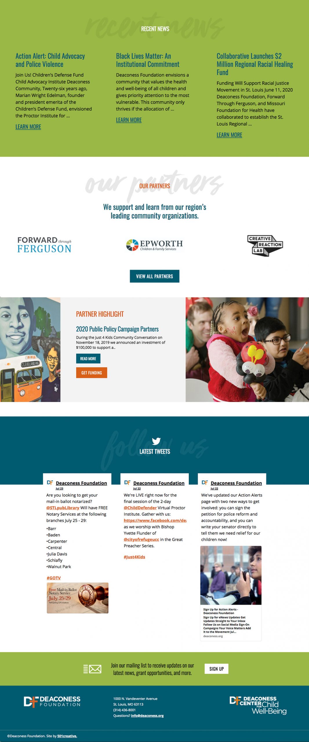 home page of the Deaconess Foundation website
