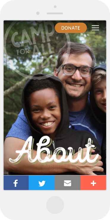 Camp for All Kids website home page