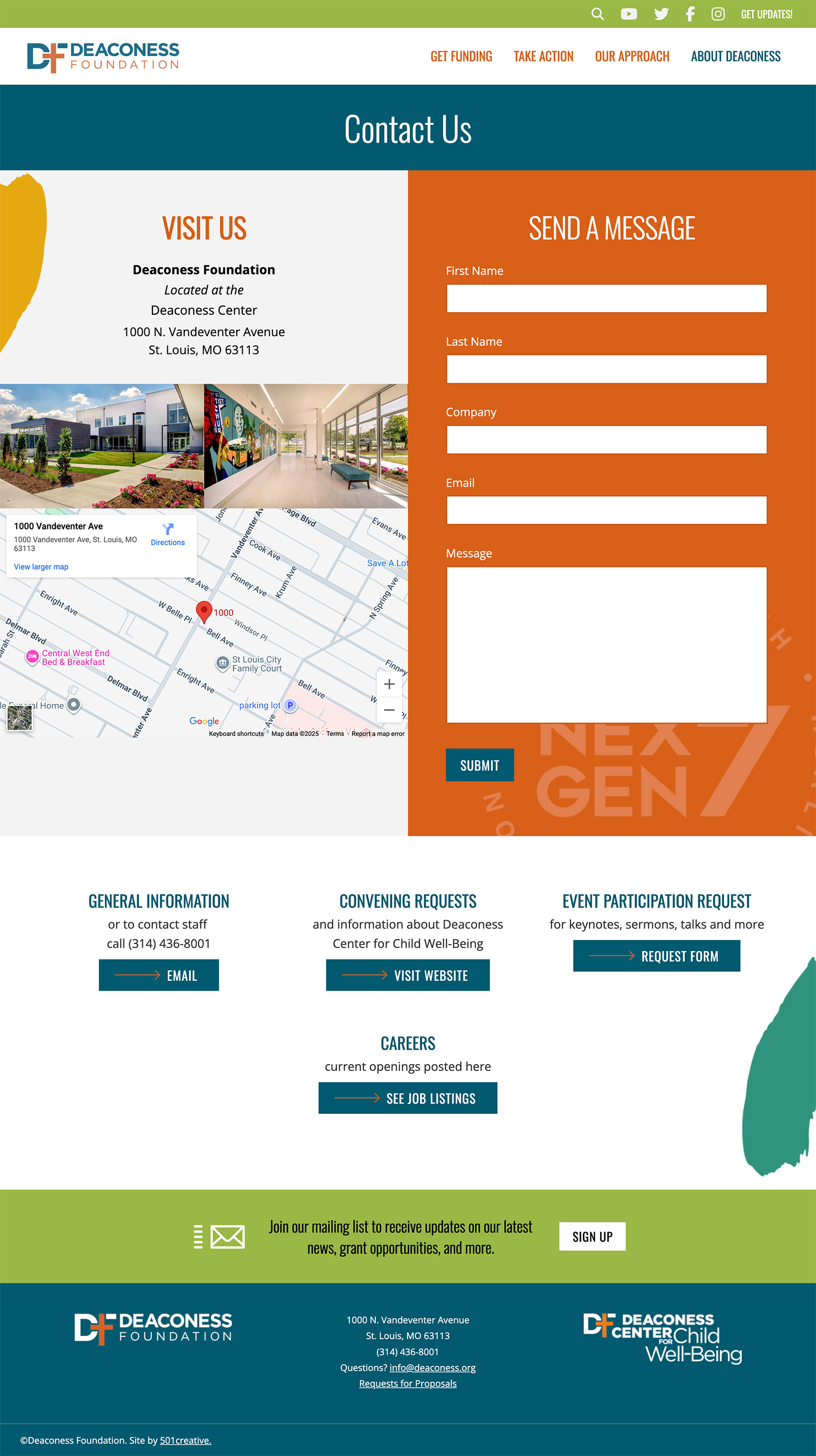 home page of the Deaconess Foundation website