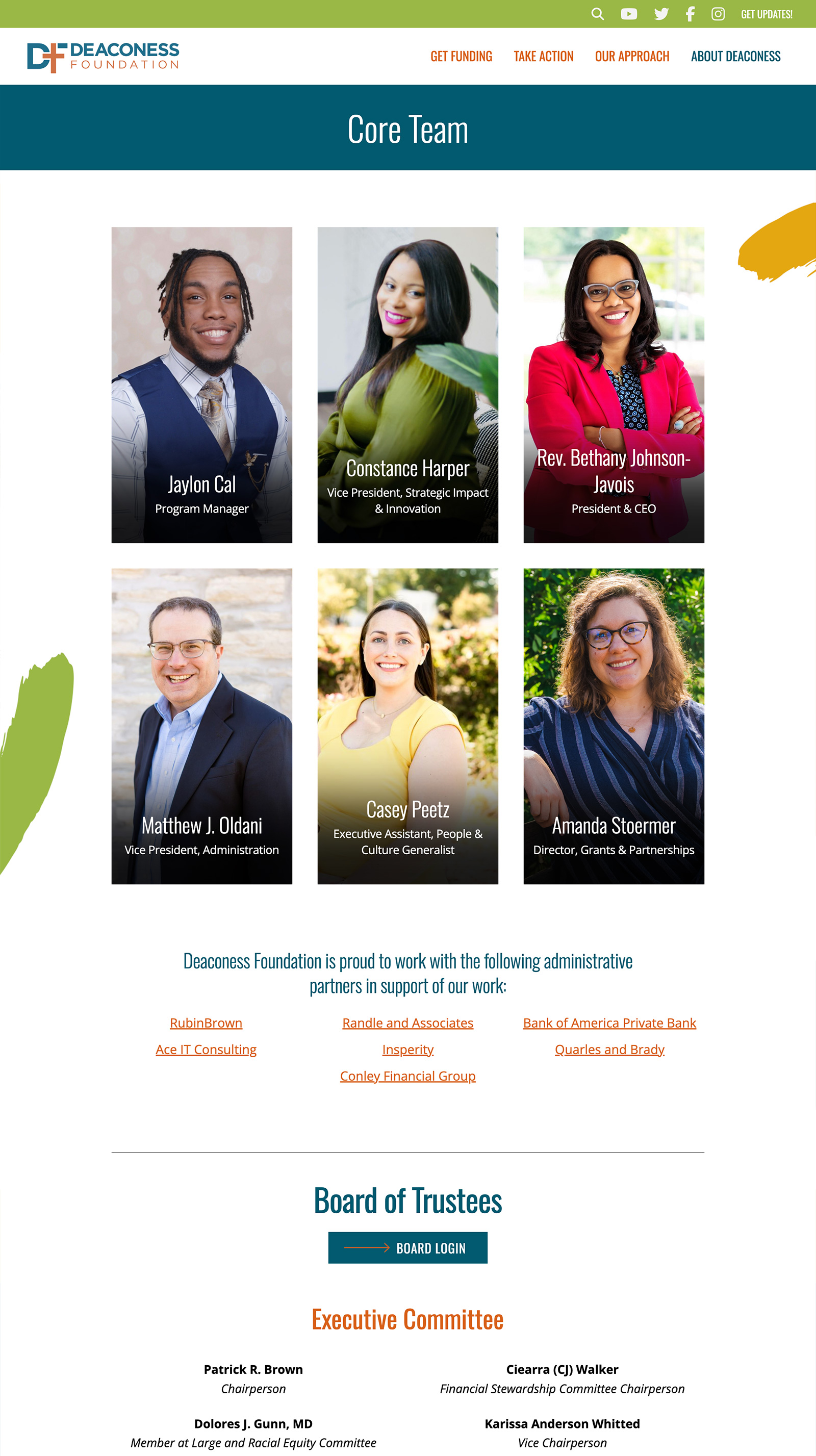 home page of the Deaconess Foundation website